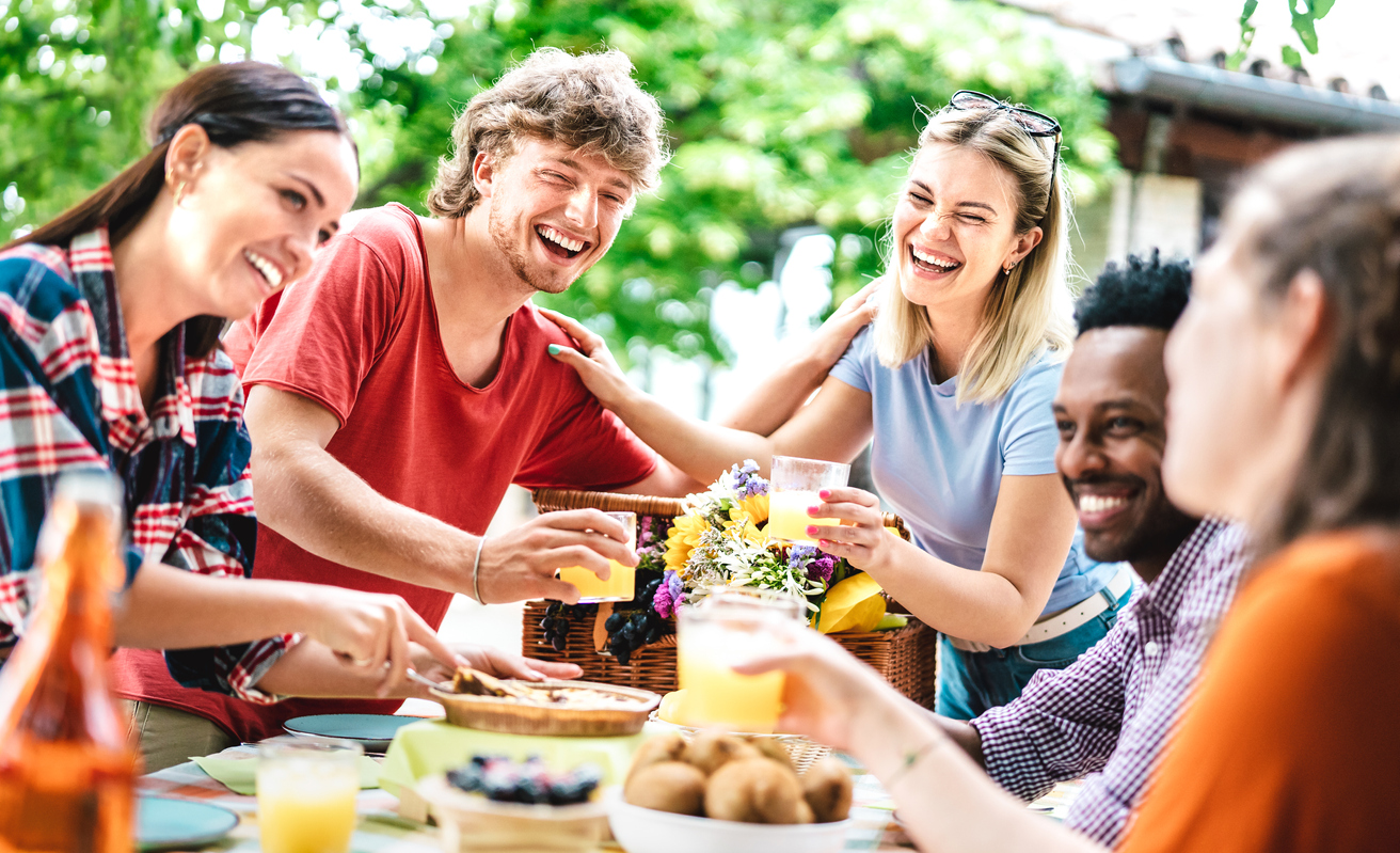 Young Adults enjoying a meal