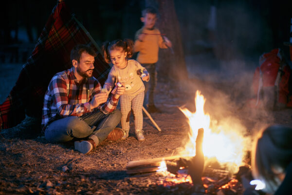 Father and Kids Camping